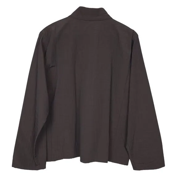 Eileen Fisher Women's Full Zip Jacket Sz M Mock Neck Textured Italian Fabric USA