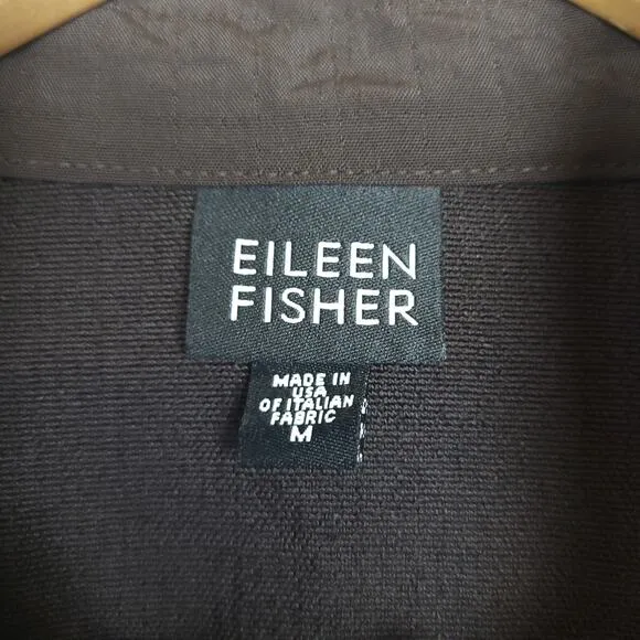Eileen Fisher Women's Full Zip Jacket Sz M Mock Neck Textured Italian Fabric USA