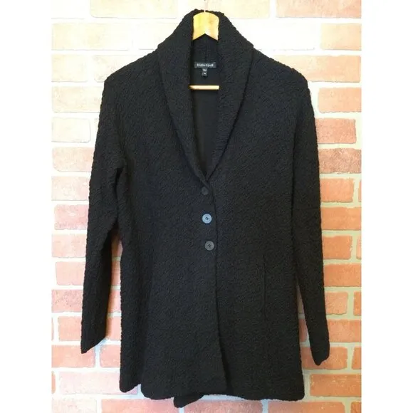 Eileen Fisher Women's Textured Jacket Coat Button Front blazer Collar Size XS