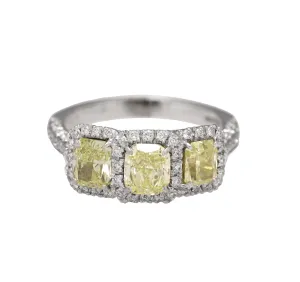 Elegant Ladies Piranesi 1.85 CT Yellow Canary Radiant Diamond Engagement Ring