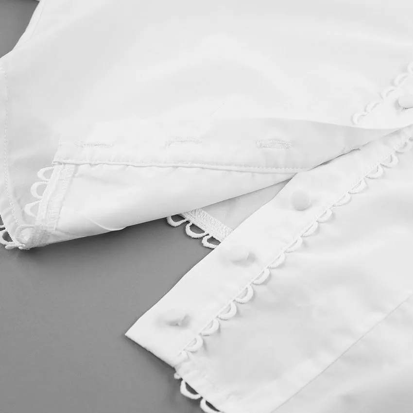 Elegant Single-breasted Mandarin High Collar Shirts Crop Tops