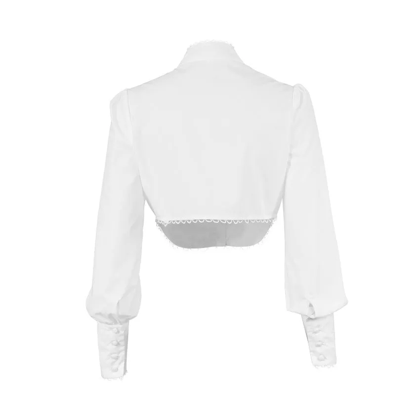 Elegant Single-breasted Mandarin High Collar Shirts Crop Tops