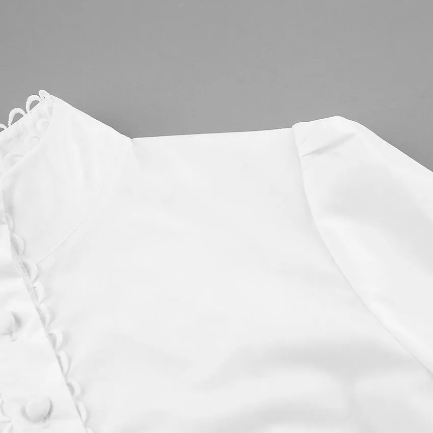 Elegant Single-breasted Mandarin High Collar Shirts Crop Tops