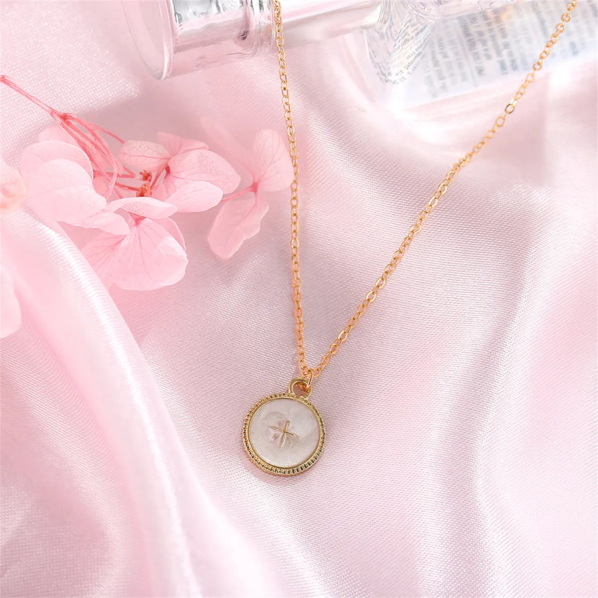 Enamel & 18K Gold-Plated Star Round Pendant Necklace