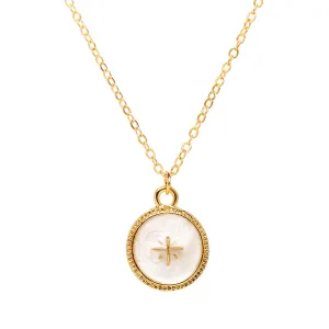 Enamel & 18K Gold-Plated Star Round Pendant Necklace