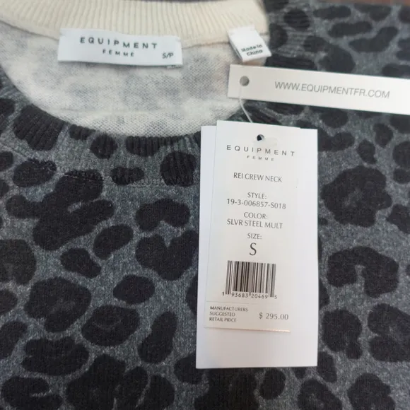 Equipment Rei Leopard Print Cotton &amp; Cashmere Sweater Women's size S NWT
