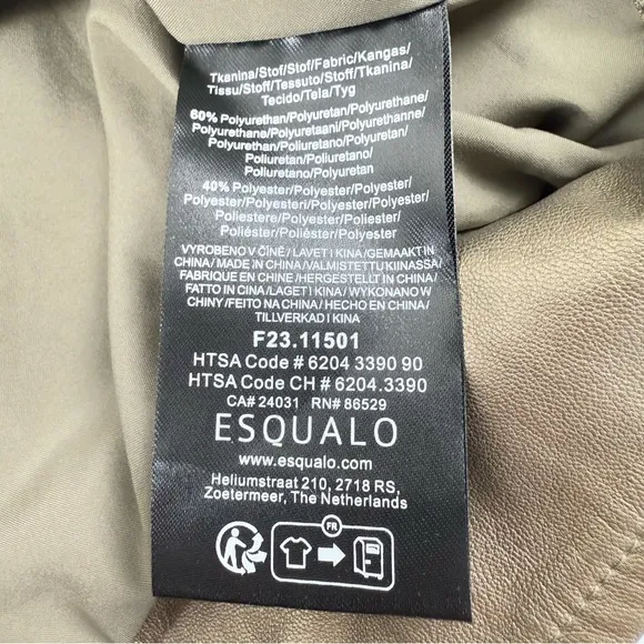 Esqualo Soft Faux Leather Gold Jacket Gold Women's Size 6‎