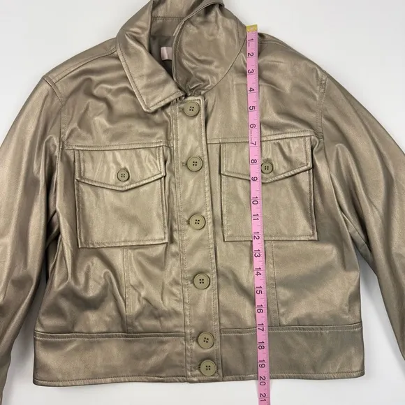 Esqualo Soft Faux Leather Gold Jacket Gold Women's Size 6‎