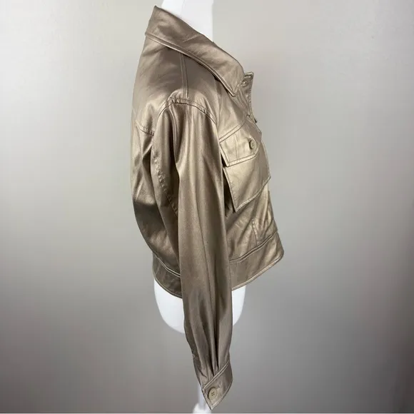 Esqualo Soft Faux Leather Gold Jacket Gold Women's Size 6‎