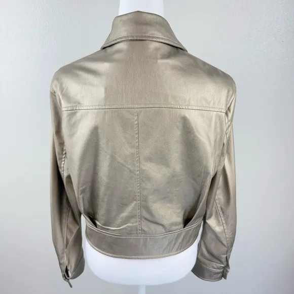 Esqualo Soft Faux Leather Gold Jacket Gold Women's Size 6‎