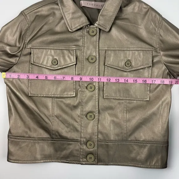 Esqualo Soft Faux Leather Gold Jacket Gold Women's Size 6‎