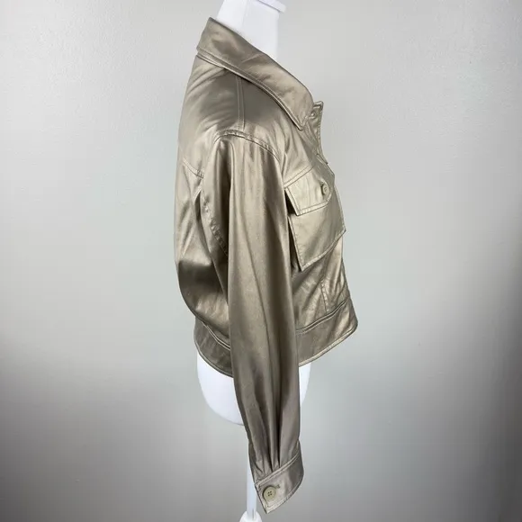 Esqualo Soft Faux Leather Gold Jacket Gold Women's Size 6‎