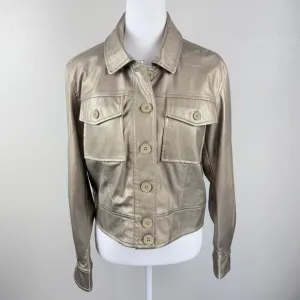 Esqualo Soft Faux Leather Gold Jacket Gold Women's Size 6‎