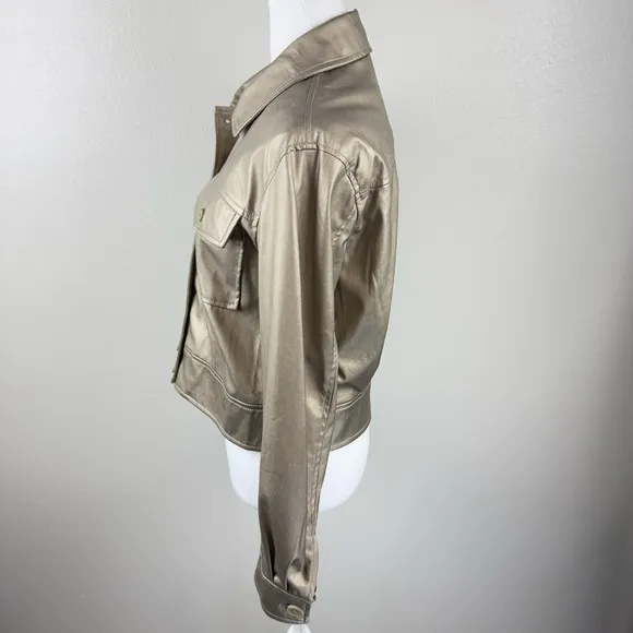 Esqualo Soft Faux Leather Gold Jacket Gold Women's Size 6‎