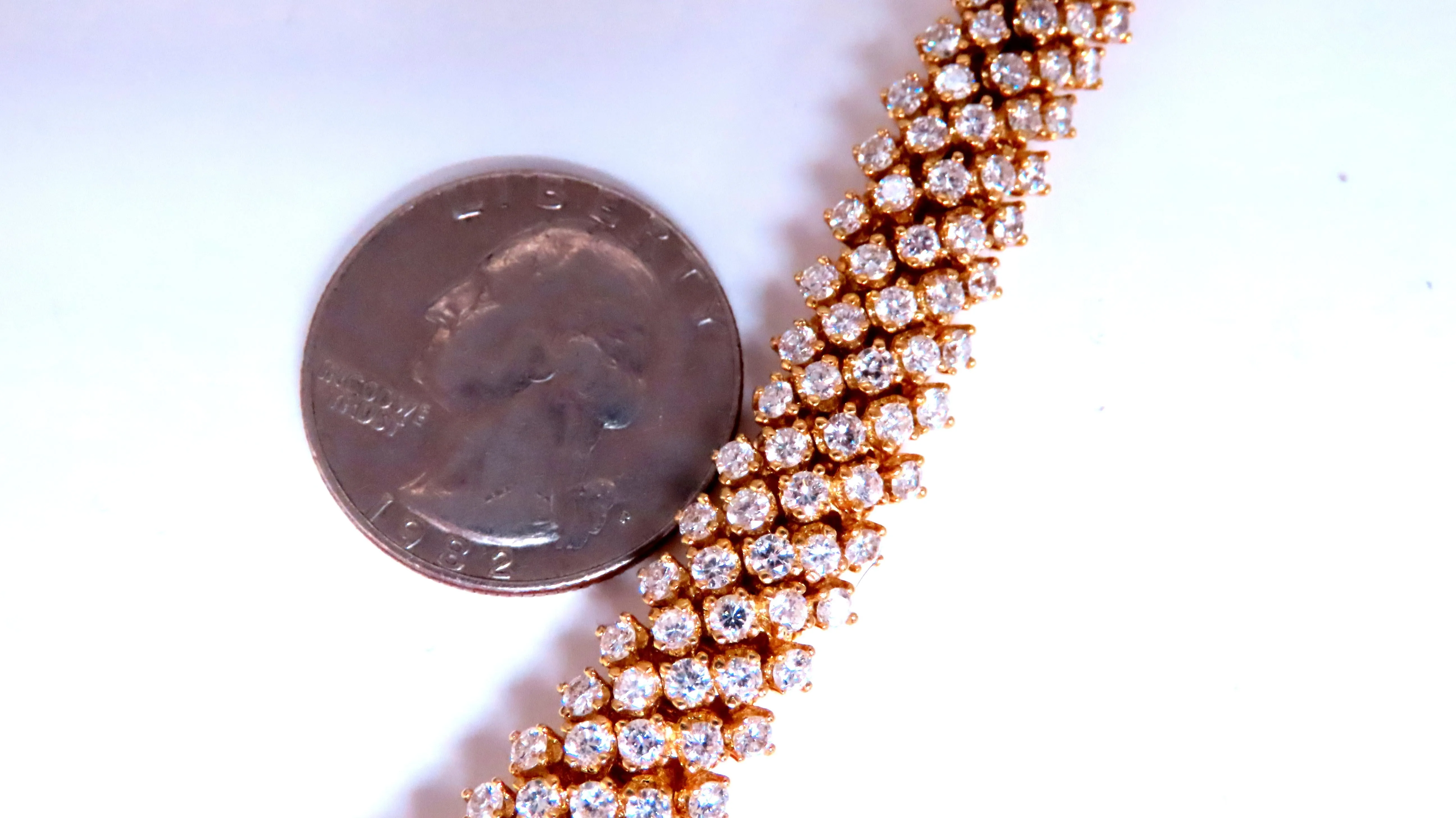 Estate 10ct Natural Round Diamonds Dome Bracelet 18kt Gold 12363