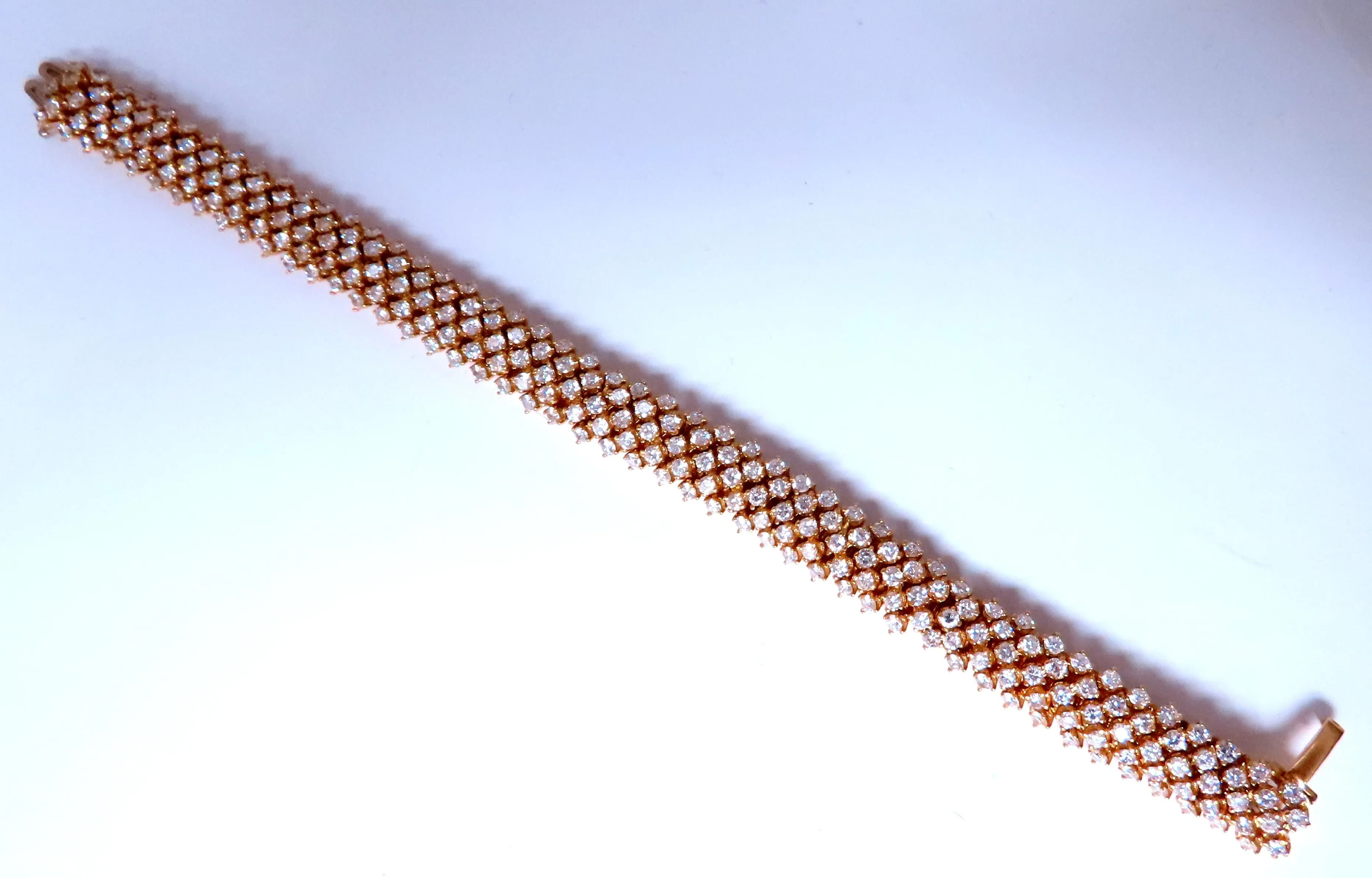 Estate 10ct Natural Round Diamonds Dome Bracelet 18kt Gold 12363