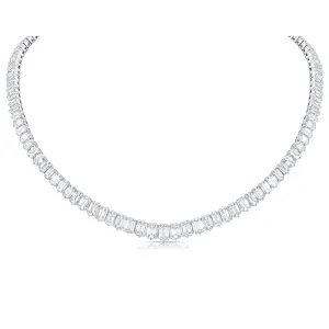 Estate 18k White Gold 37.26ctw Graduated Emerald-Cut Diamond Necklace