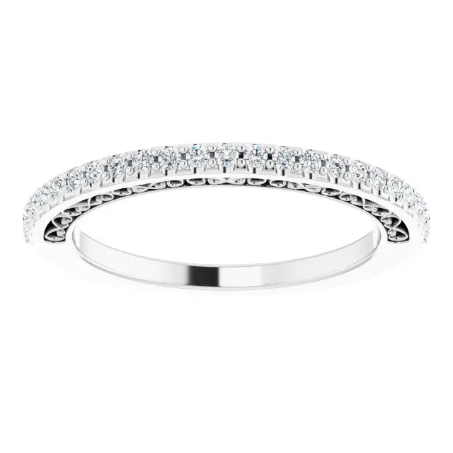 Filigree Accent Two Tone Diamond Wedding Band