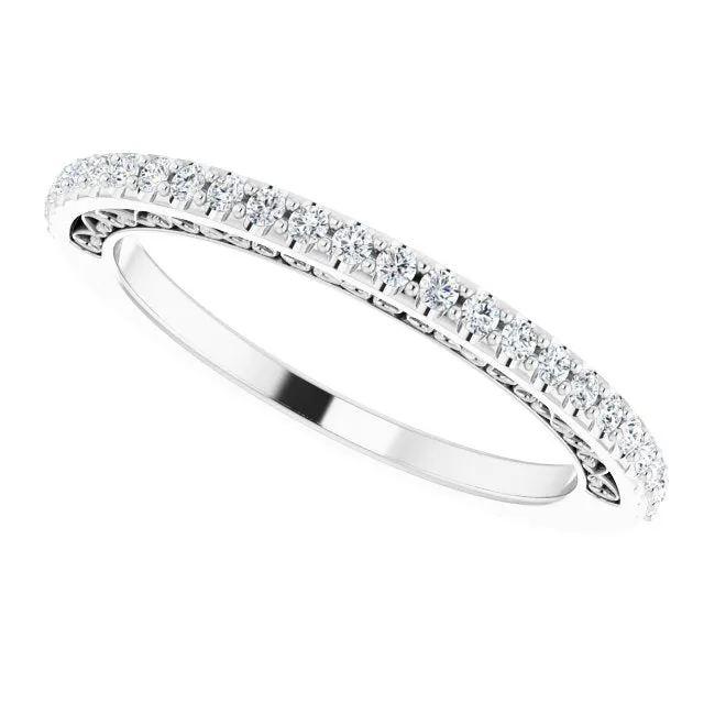 Filigree Accent Two Tone Diamond Wedding Band