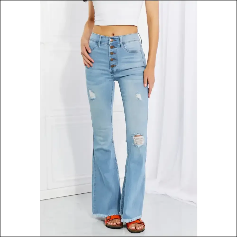 Flare Up in Style with Vibrant Miu Jess Button Jeans—glow Like a Retro Star! ✨