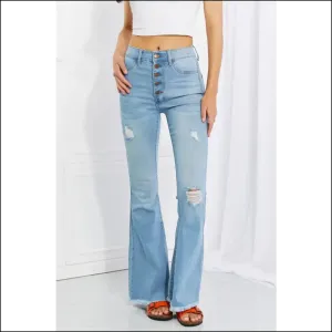Flare Up in Style with Vibrant Miu Jess Button Jeans—glow Like a Retro Star! ✨