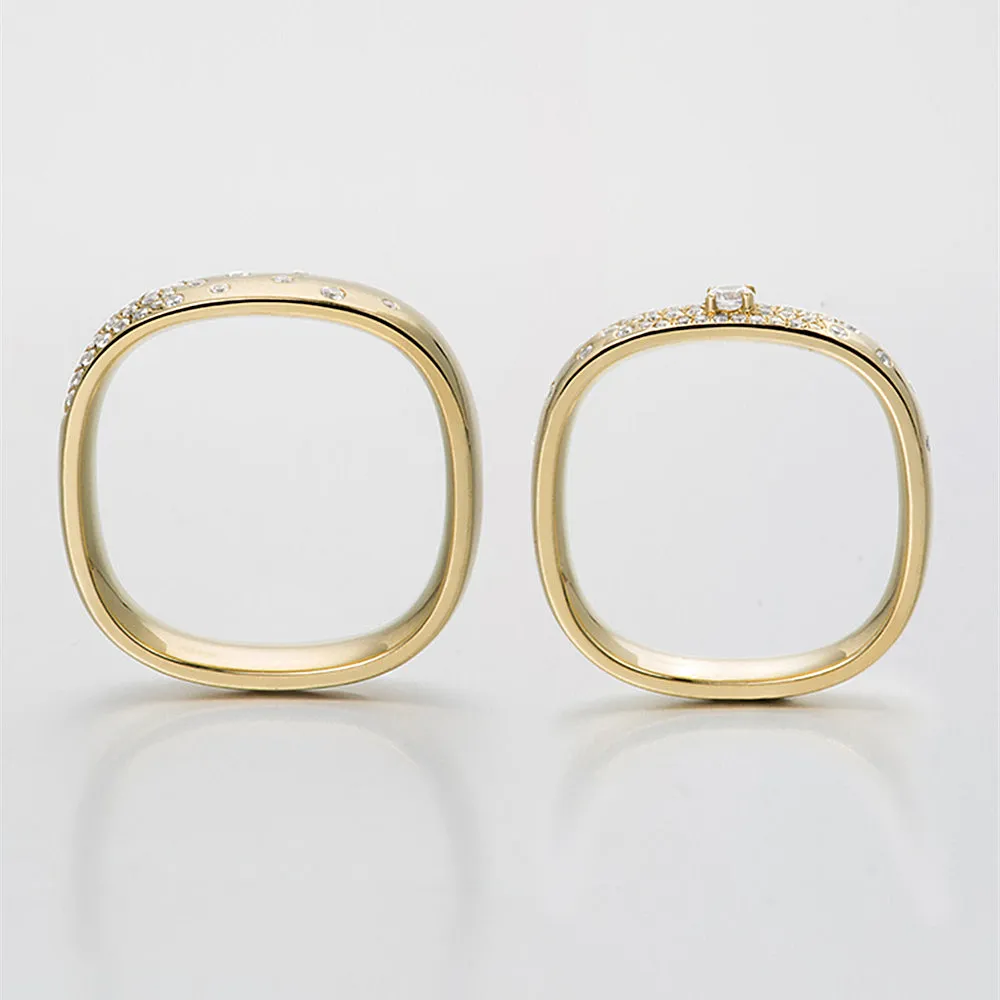 Flush-Set Diamond Matching Wedding Bands