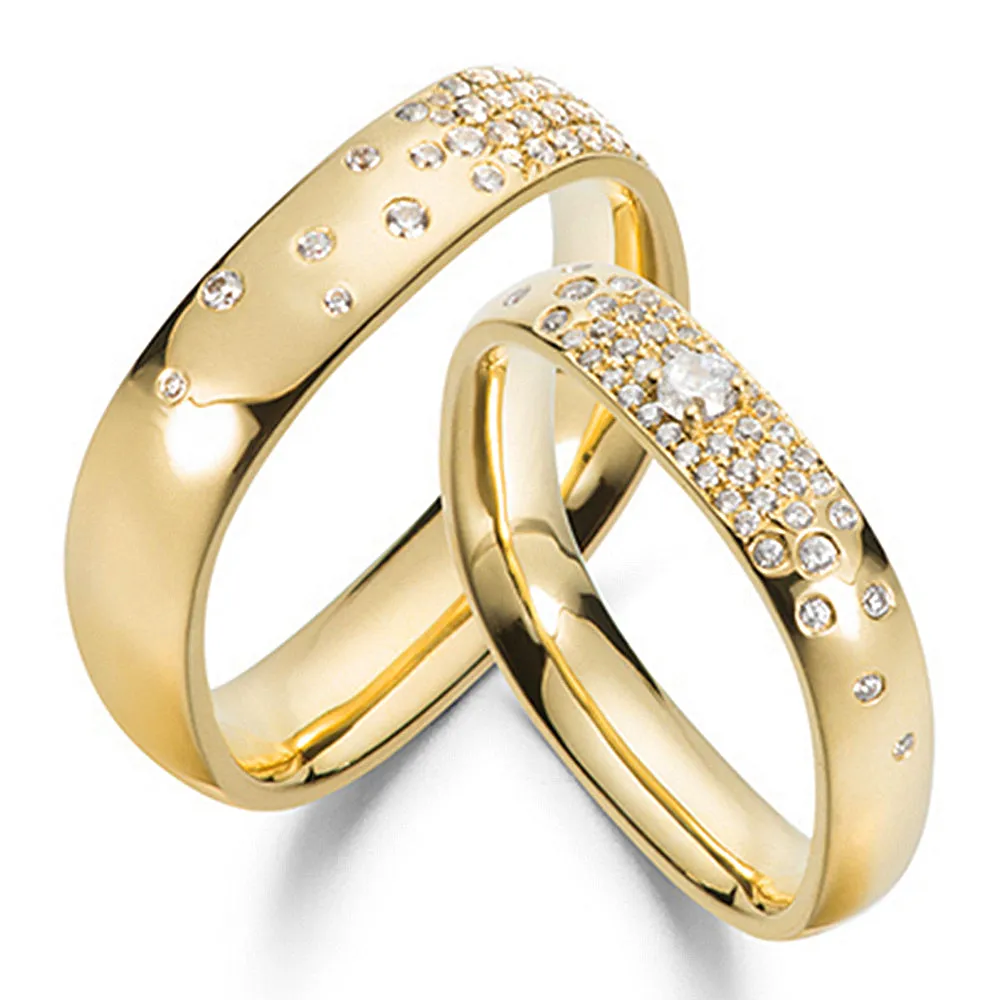 Flush-Set Diamond Matching Wedding Bands
