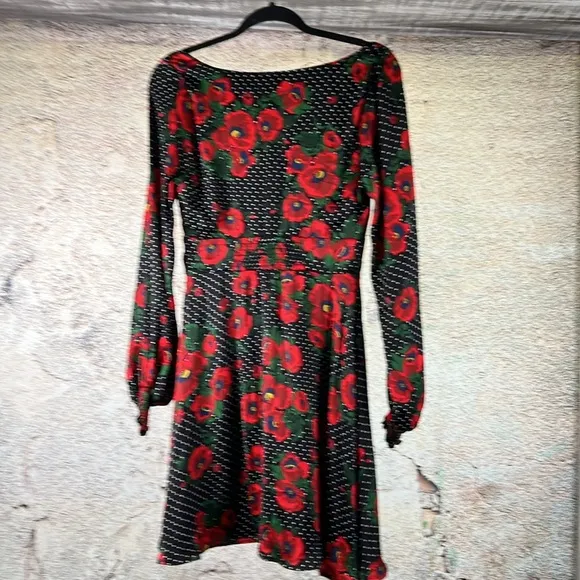 Free People Floral Black and Red Women's Dress size 10