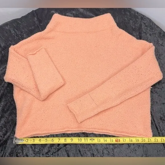 Free People Women's Cherry Peach Color Combo Stretch Long Sleeve Sweater Sz Med
