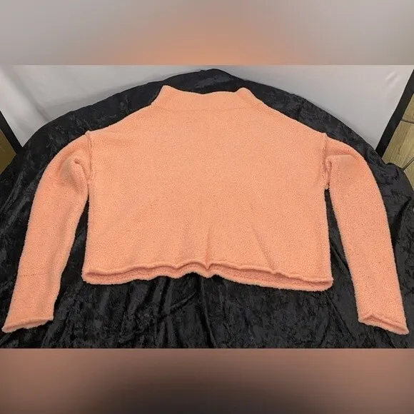 Free People Women's Cherry Peach Color Combo Stretch Long Sleeve Sweater Sz Med