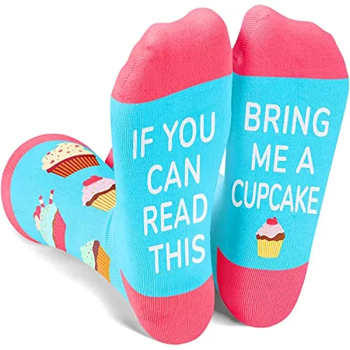 Funny Cupcake Socks for Unisex Adult Who Love Cupcake, Novelty Cupcake Gifts,Men Women Gag Gifts, Gifts for Cupcake Lovers, Funny Sayings If You Can Read This, Bring Me A Cupcake Socks