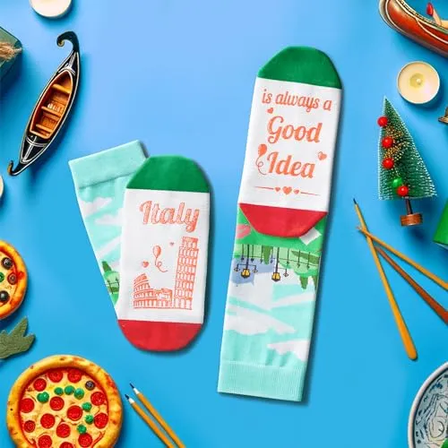 Funny Italy Gifts Italian Gifts Travel Traveler Gifts for Men Women, Travel Italian Italy Socks