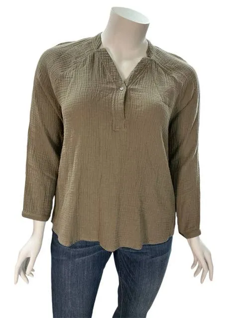 Garnet Hill Taupe Textured Top Size 18