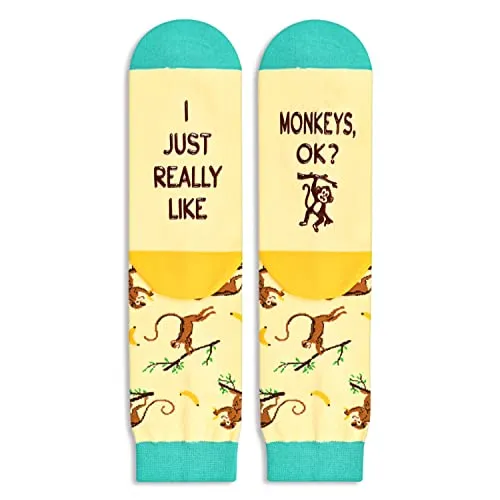 Gender-Neutral Monkey Gifts, Unisex Monkey Socks for Women and Men, Monkey Gifts Animal Socks
