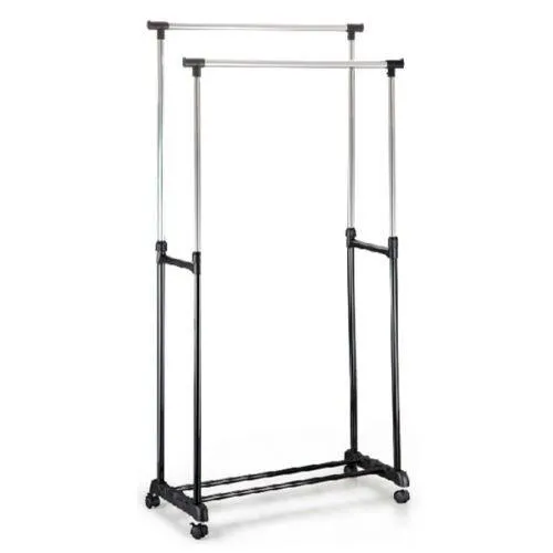Generic YC-US2-150914-43 <8&13461> TY RAILES HANGER R HANGER ROLLING DOUBLE ADJUSTABLE GARMENT RACK PORTABLE CLOTHES HEAVY DUTY RAIL DOUBLE ADJU