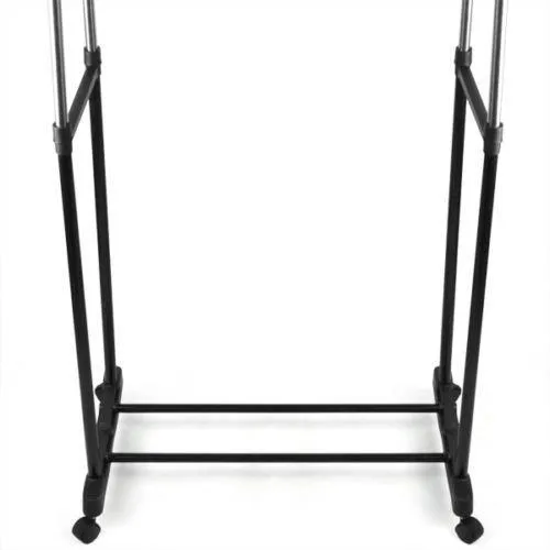 Generic YC-US2-150914-43 <8&13461> TY RAILES HANGER R HANGER ROLLING DOUBLE ADJUSTABLE GARMENT RACK PORTABLE CLOTHES HEAVY DUTY RAIL DOUBLE ADJU