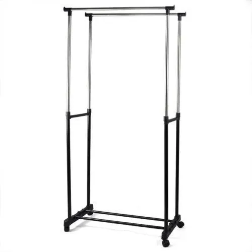 Generic YC-US2-150914-43 <8&13461> TY RAILES HANGER R HANGER ROLLING DOUBLE ADJUSTABLE GARMENT RACK PORTABLE CLOTHES HEAVY DUTY RAIL DOUBLE ADJU