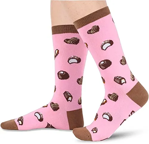 Gift for Mom, Women's Chocolate Socks, Anniversary Gift for Her, Chocolate Lover Gift, Funny Food Socks, Novelty Chocolate Gifts for Women, Funny Chocolate Socks for Chocolate Lovers