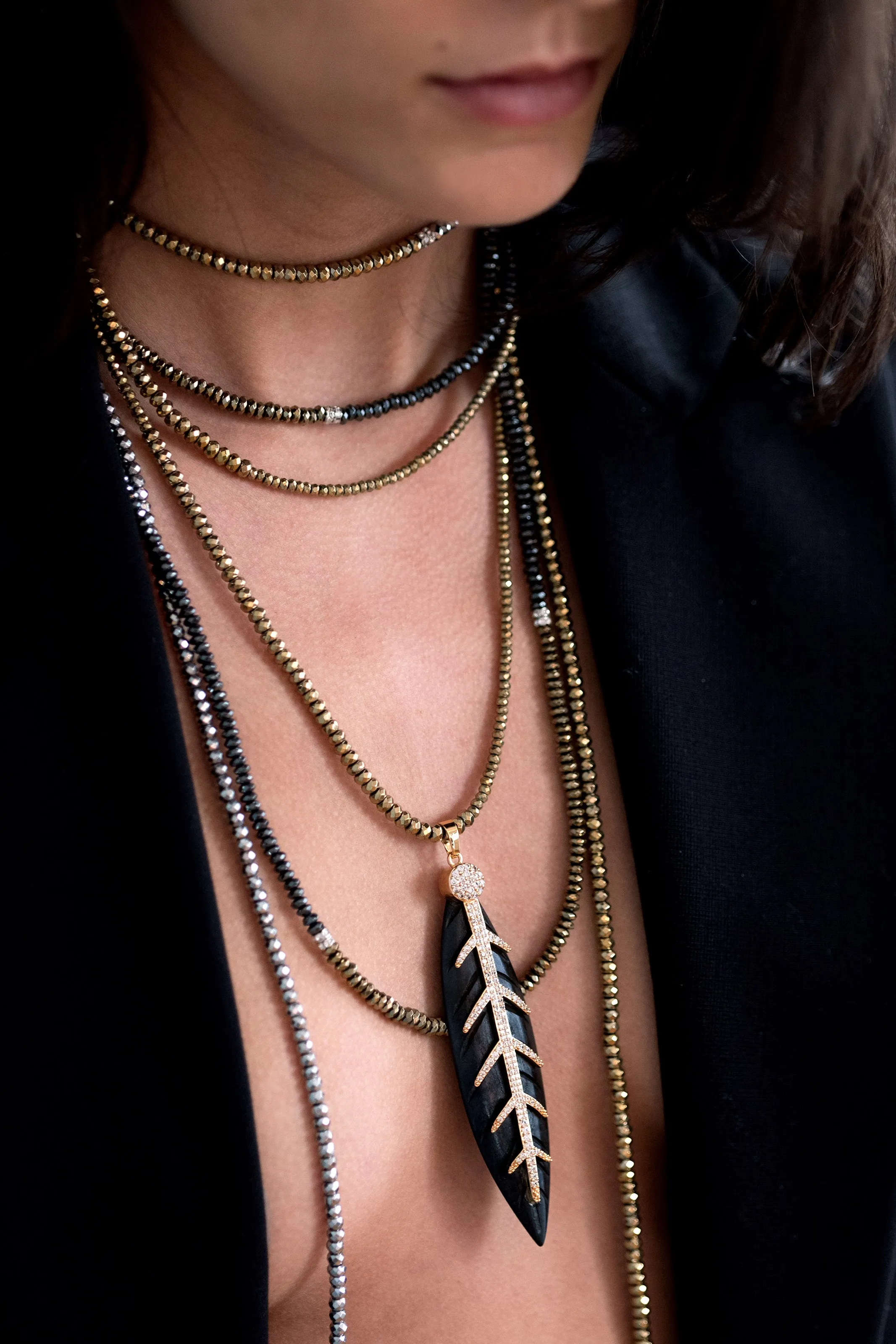Gold & Gunmetal Hematite Dash Necklace