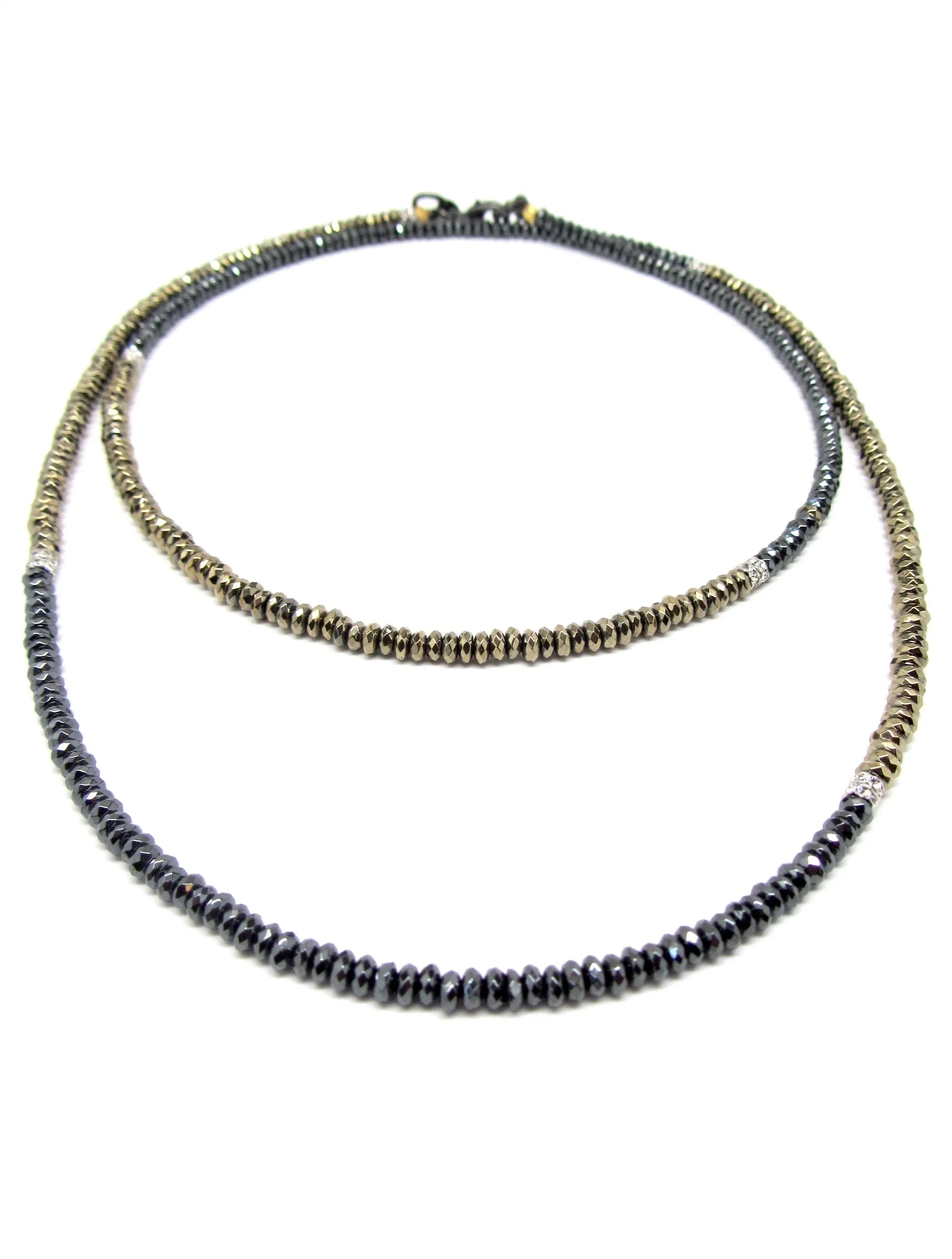 Gold & Gunmetal Hematite Dash Necklace