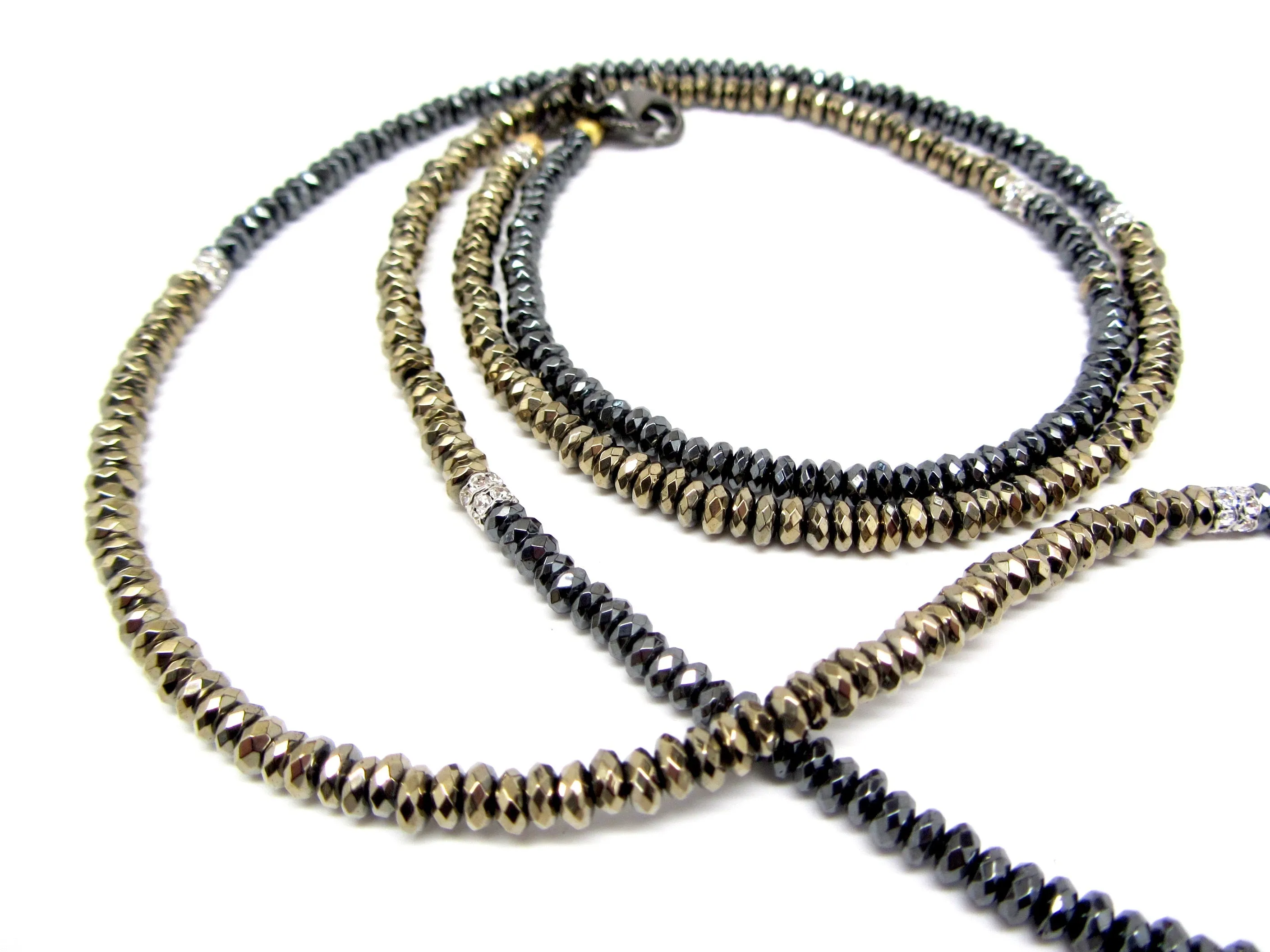 Gold & Gunmetal Hematite Dash Necklace