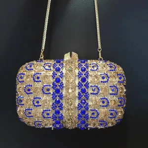 Gold Black Crystal Clutch Purse