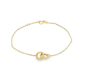 Gold Interlocking Circles Pendant Bracelet