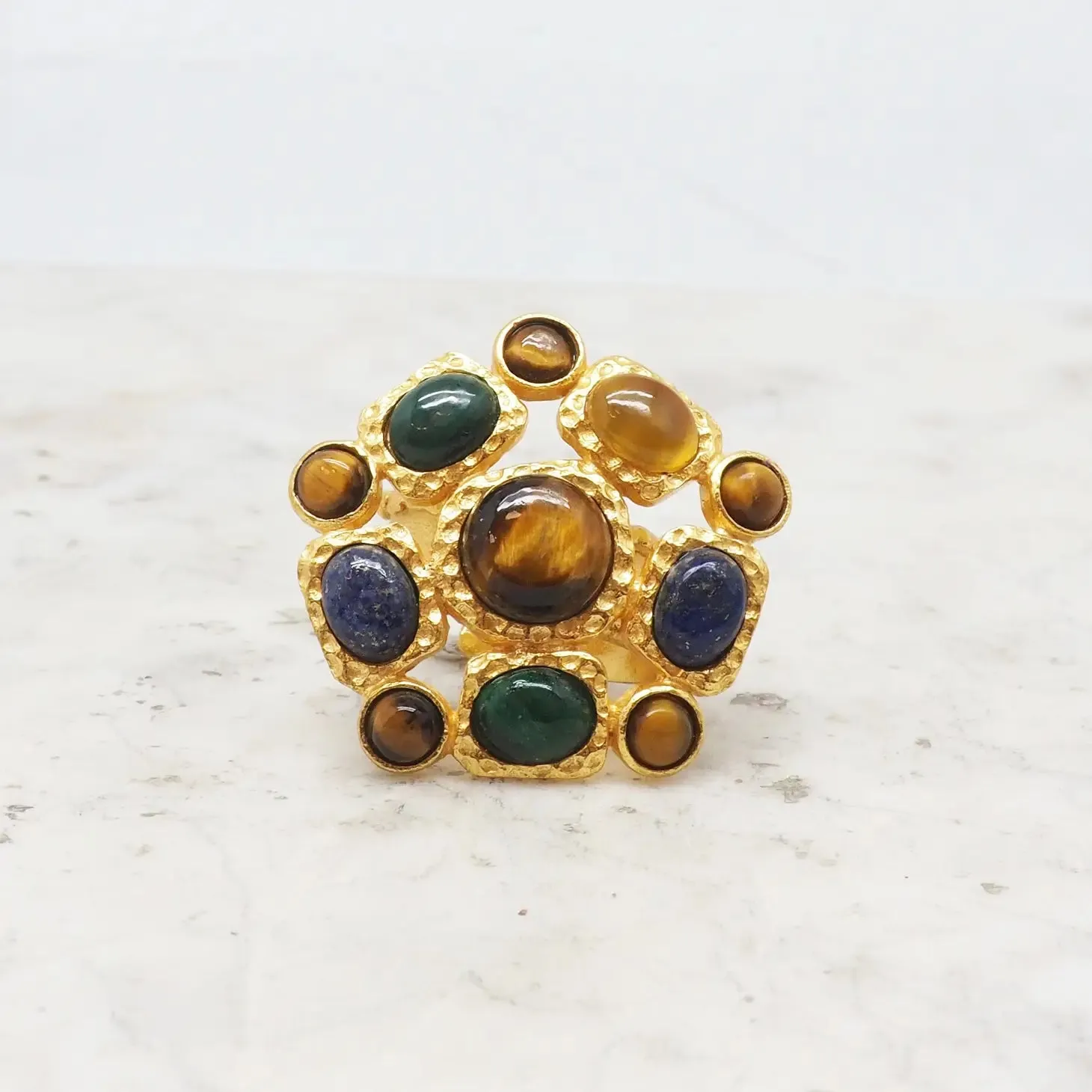 Gold Multi Stone Adjustable Ring