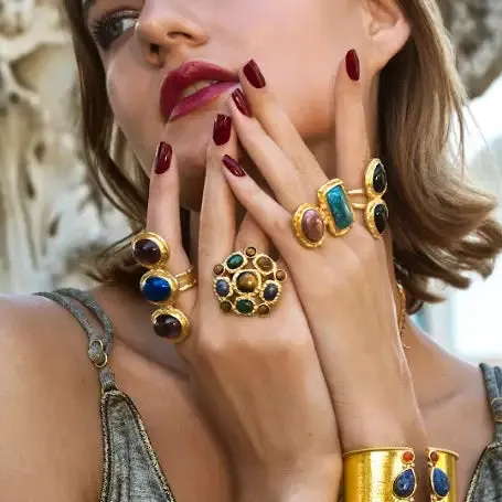 Gold Multi Stone Adjustable Ring