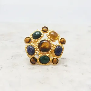 Gold Multi Stone Adjustable Ring