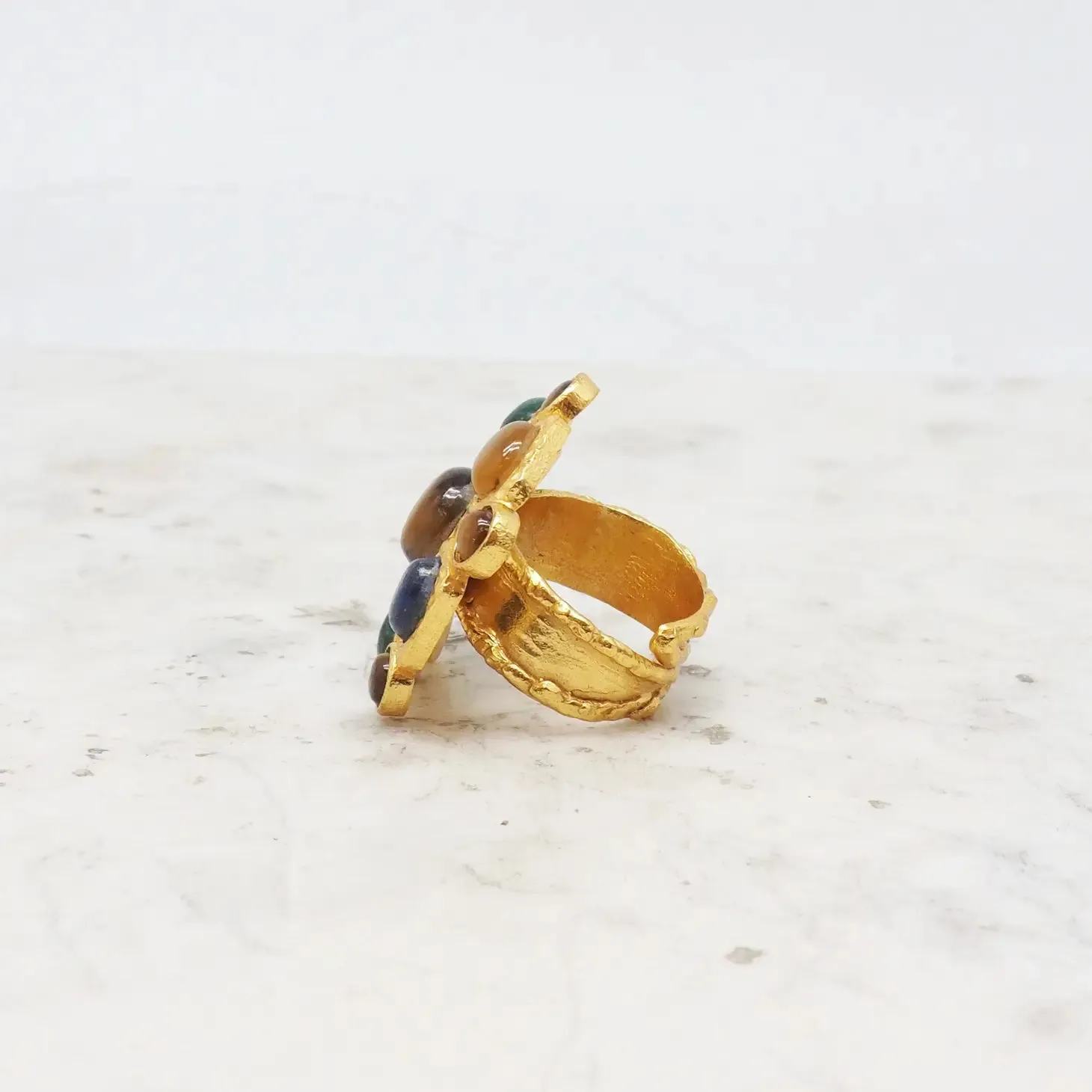 Gold Multi Stone Adjustable Ring