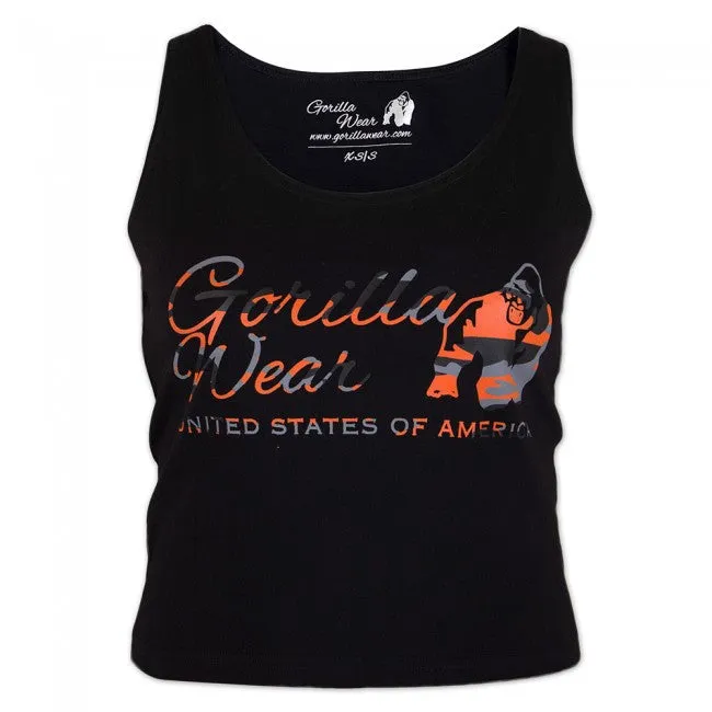 Gorilla Wear - Oakland Crop Tank - Black/Neon Orange Camo
