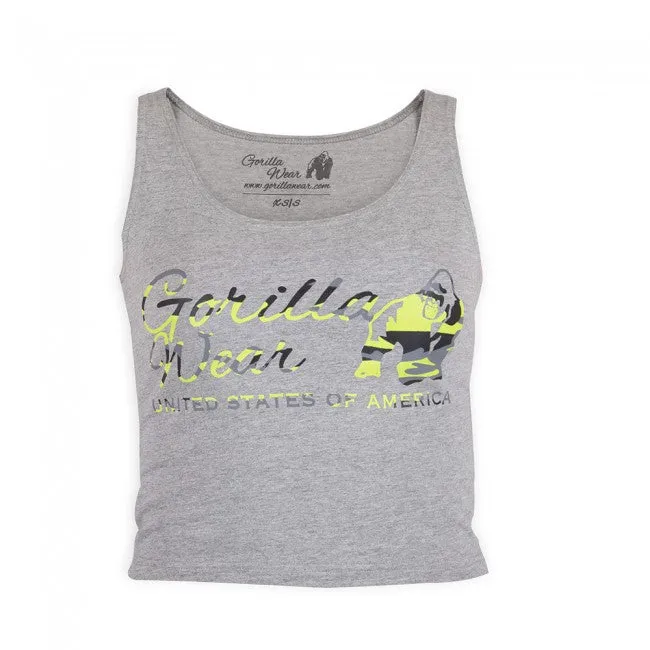 Gorilla Wear - Oakland Crop Tank - Gray/Neon Lime Camo