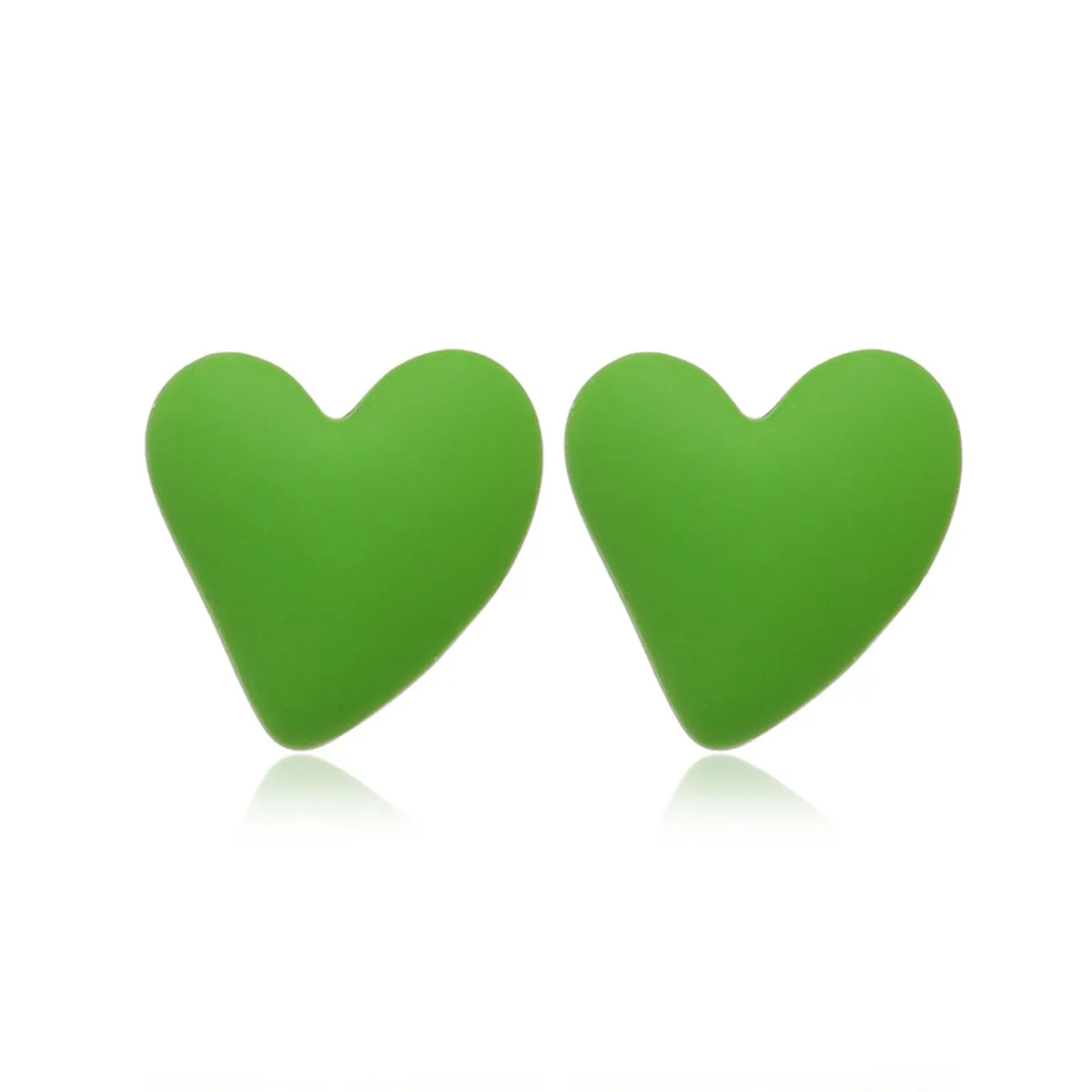Grass Green Acrylic & Silver-Plated Heart Stud Earrings